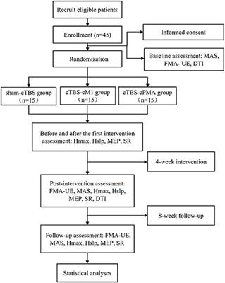 Immediate and short-term effects of continuous theta burst transcranial magnetic stimulation over contralesional premotor area on post-stroke spasticity in patients with severe hemiplegia: Study protocol for a randomized controlled trial